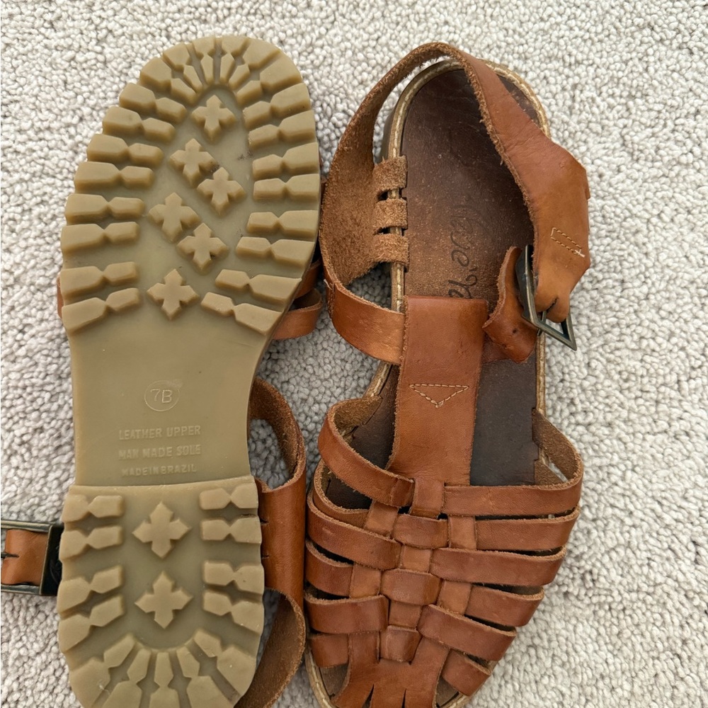 Brown Woven Leather Sandals - Picture 2 of 4